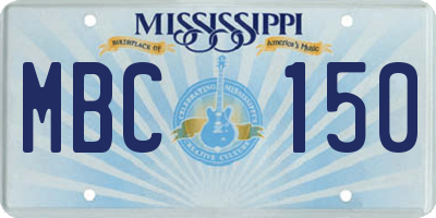 MS license plate MBC150