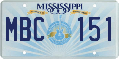 MS license plate MBC151
