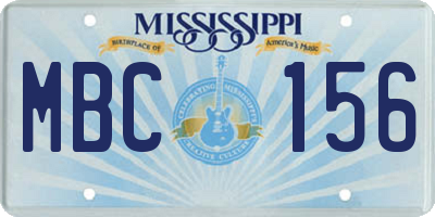 MS license plate MBC156