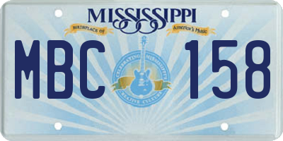 MS license plate MBC158