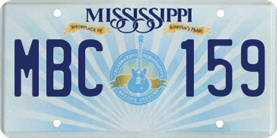 MS license plate MBC159