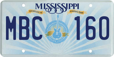MS license plate MBC160