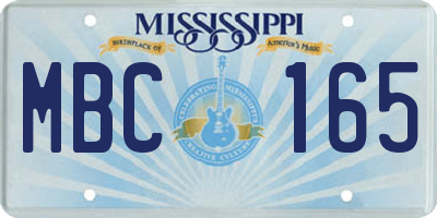 MS license plate MBC165