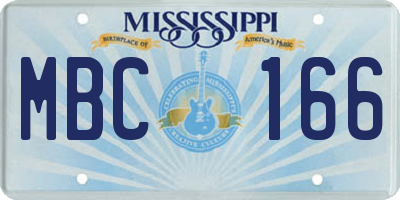 MS license plate MBC166
