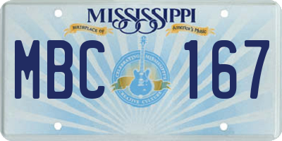 MS license plate MBC167
