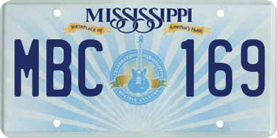 MS license plate MBC169