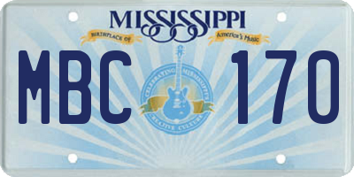 MS license plate MBC170