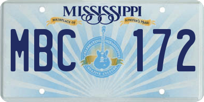MS license plate MBC172