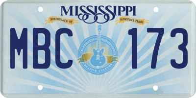 MS license plate MBC173