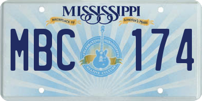 MS license plate MBC174