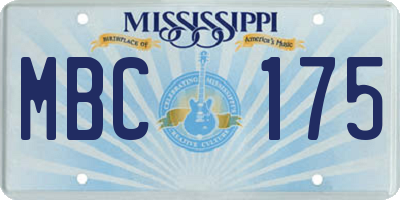 MS license plate MBC175