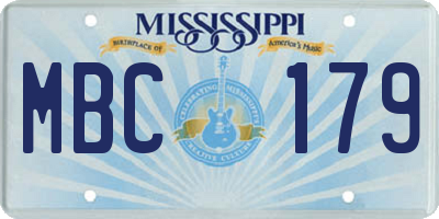 MS license plate MBC179
