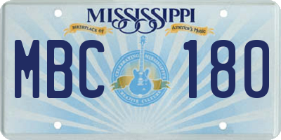 MS license plate MBC180