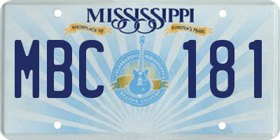 MS license plate MBC181