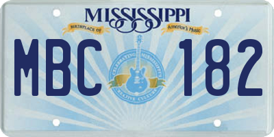 MS license plate MBC182