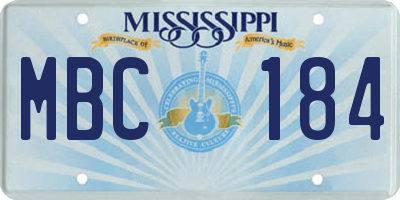 MS license plate MBC184