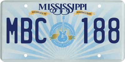 MS license plate MBC188