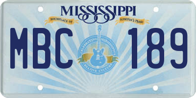 MS license plate MBC189