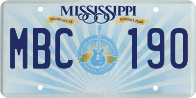 MS license plate MBC190