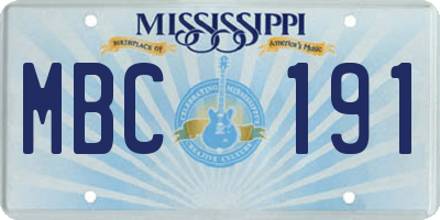 MS license plate MBC191