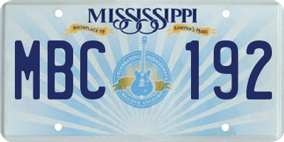MS license plate MBC192