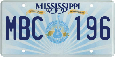 MS license plate MBC196