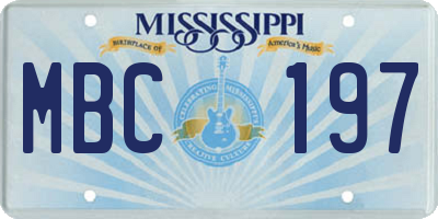 MS license plate MBC197
