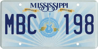 MS license plate MBC198