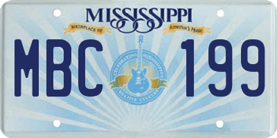 MS license plate MBC199