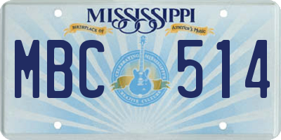 MS license plate MBC514