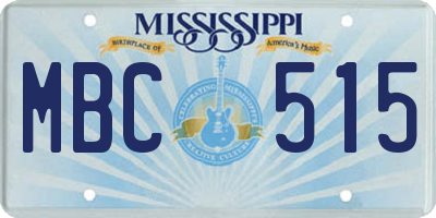 MS license plate MBC515