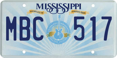 MS license plate MBC517