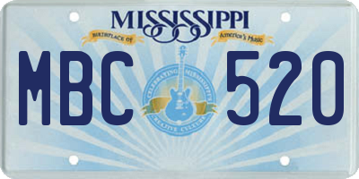 MS license plate MBC520