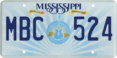 MS license plate MBC524