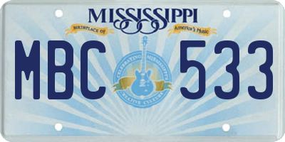 MS license plate MBC533