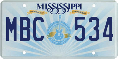 MS license plate MBC534