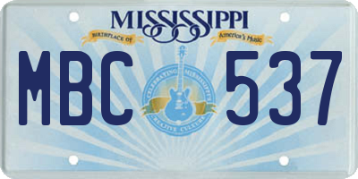MS license plate MBC537