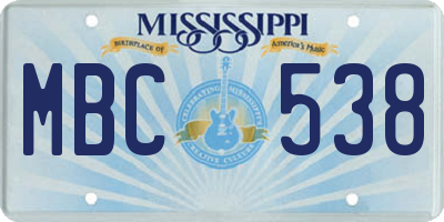 MS license plate MBC538