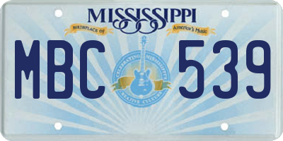 MS license plate MBC539