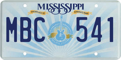 MS license plate MBC541