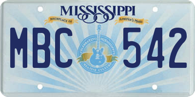 MS license plate MBC542