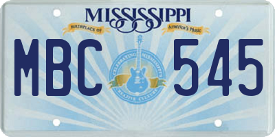 MS license plate MBC545