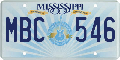 MS license plate MBC546