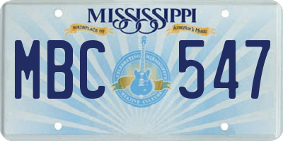 MS license plate MBC547