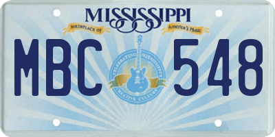 MS license plate MBC548