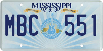 MS license plate MBC551