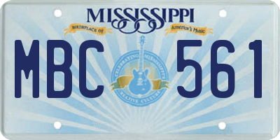 MS license plate MBC561
