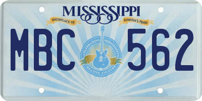MS license plate MBC562