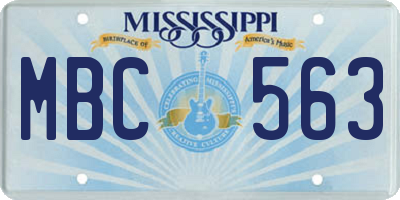 MS license plate MBC563
