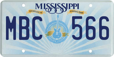 MS license plate MBC566